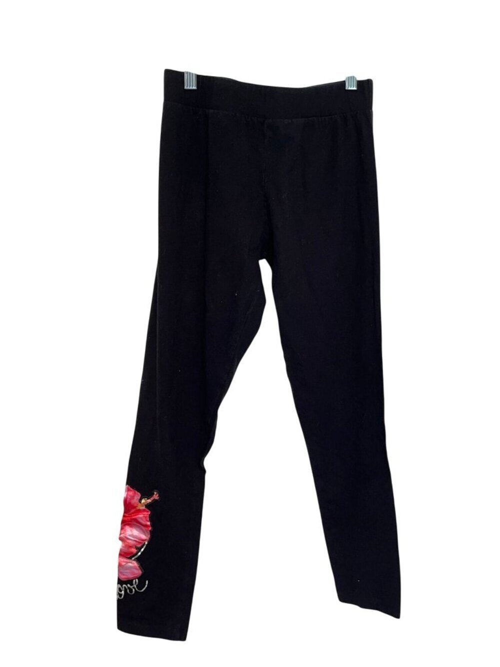 Desigual Womens Black Leggings With Floral Embroidery Women size Small